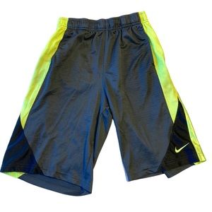 Nike Basketball Shorts Boys Youth Size Large Drawstring Waist grey black neon L